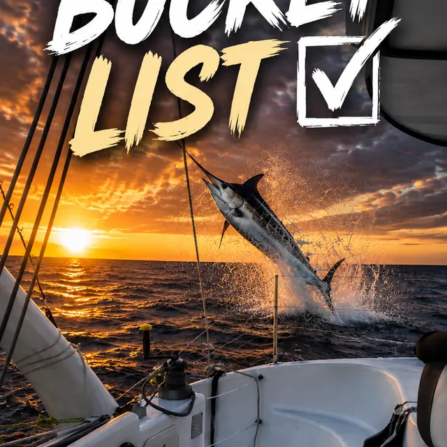 Instagram post: bucket list marlin at sunset