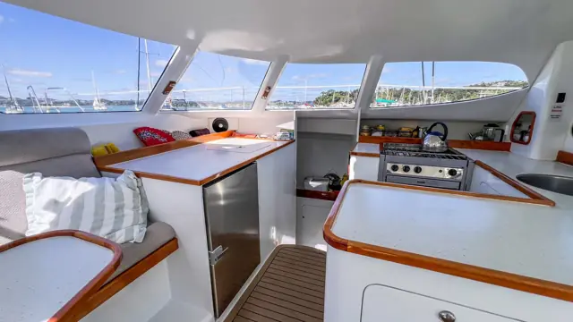 Galley-up layout with sea views on the Fusion 40