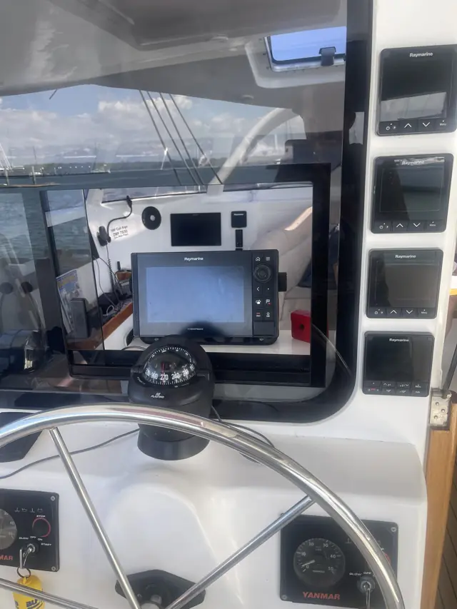 Helm instruments and chartplotter on Mā Tori