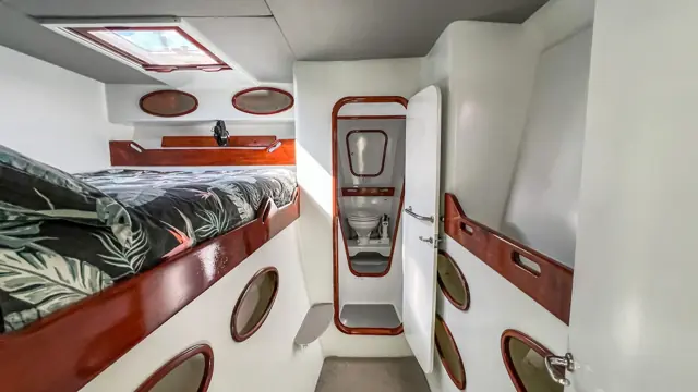 Owner's cabin with queen berth in the port hull